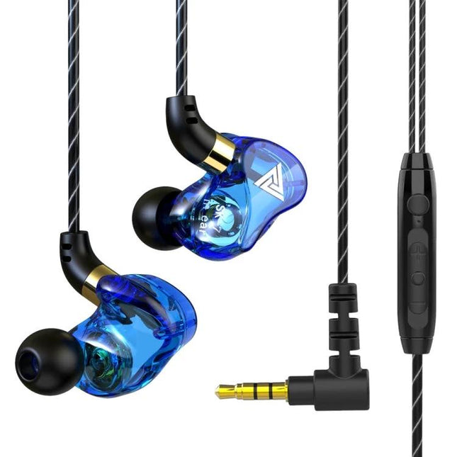 Wired In-Ear Earphones With Mic And 3.5mm Jack For Daily Use clear blue ergonomic earbuds with inline mic and angled gold jack