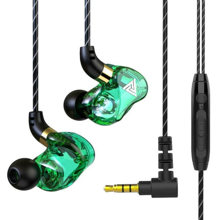 Wired In-Ear Earphones With Mic And 3.5mm Jack For Daily Use - green transparent ergonomic earbuds with mic cable