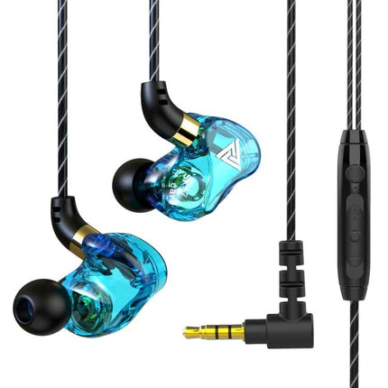 Wired In-Ear Earphones With Mic And 3.5mm Jack For Daily Use - transparent blue ergonomic earphones with mic