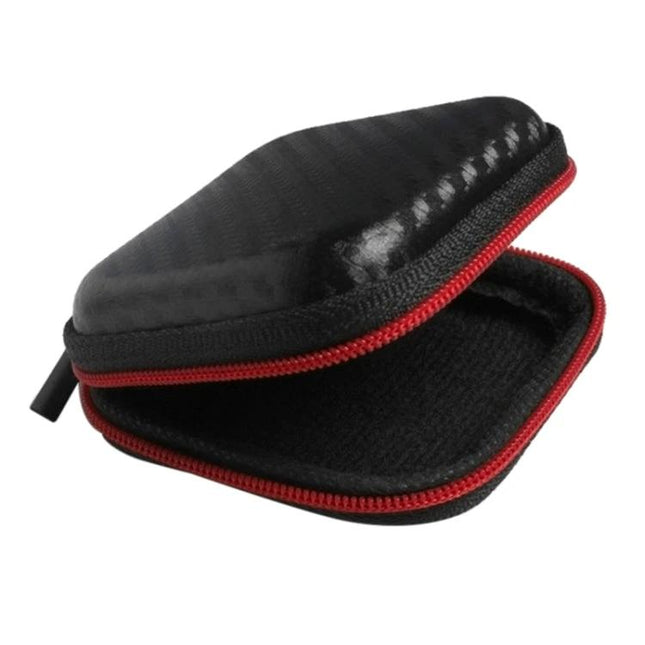 QKZ Storage Bag for Organizing Cables in Daily Life black compact zip case with red zipper for earphones and chargers