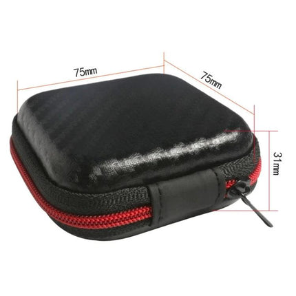 QKZ Storage Bag for Organizing Cables in Daily Life compact black hard-shell cable organizer pouch with red zipper (75×75×31mm)