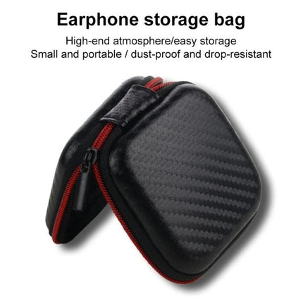 QKZ Storage Bag for Organizing Cables in Daily Life - compact black earphone storage case with red zipper, dust-proof travel pouch