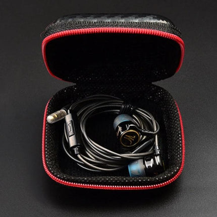 QKZ Storage Bag for Organizing Cables in Daily Life - compact zip case holding earphones, charging cable and adapter, mesh divider for tangle-free storage