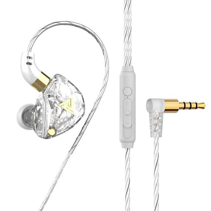 QKZ SK8 Wired In Ear Earphones With Mic For Jogging ergonomic clear housing spiral cable inline mic 3.5mm