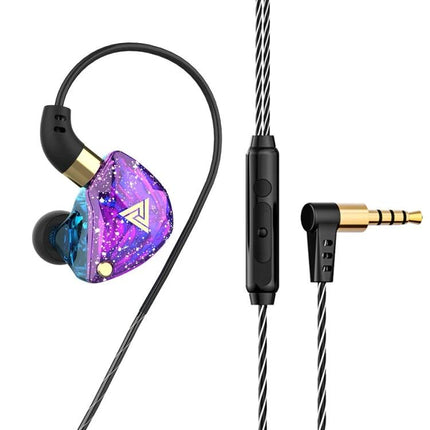 QKZ SK8 Wired In Ear Earphones With Mic For Jogging purple galaxy ergonomic in-ear design with spiral tangle-resistant cable