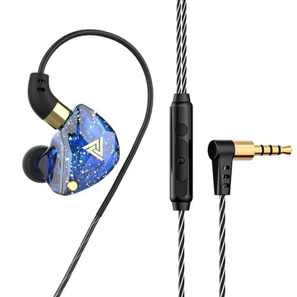 QKZ SK8 Wired In Ear Earphones With Mic For Jogging blue ergonomic in-ear earphones with mic and spiral cable