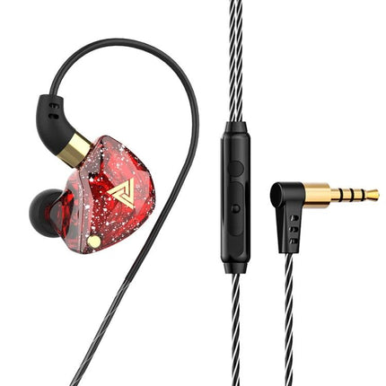 QKZ SK8 Wired In Ear Earphones With Mic For Jogging red ergonomic in-ear earphones with spiral cable and inline mic