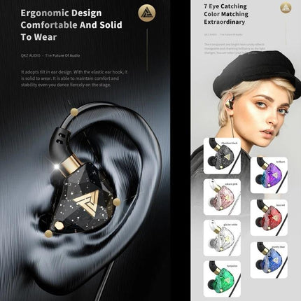 QKZ SK8 Wired In Ear Earphones With Mic For Jogging ergonomic in-ear design with spiral tangle-resistant cable for sports