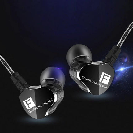 QKZ In Ear Earphones With 3.5mm Plug For Commuting black dual driver wired in-ear earphones for travel