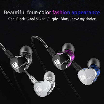 QKZ In Ear Earphones With 3.5mm Plug For Commuting showing four-color fashion earbud options with dual drivers