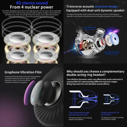 QKZ In Ear Earphones With 3.5mm Plug For Commuting dual dynamic drivers compact in-ear design for commuting