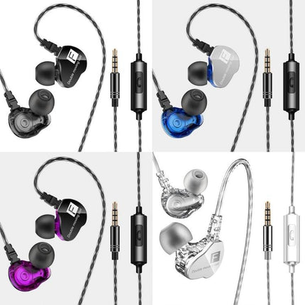 QKZ In Ear Earphones With 3.5mm Plug For Commuting showing quad-color wired in-ear earphones with 3.5mm plug