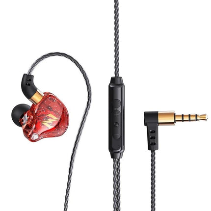 QKZ Zen Wired In Ear Earphones With Microphone For Commuting red 11mm driver inline mic braided cable 15g