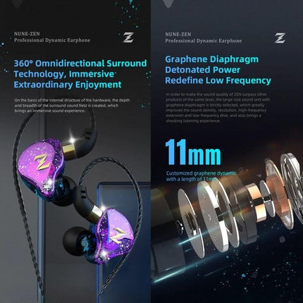 QKZ Zen Wired In Ear Earphones With Microphone For Commuting compact 11mm driver sealed fit for commuting