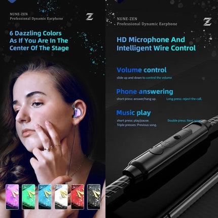 QKZ Zen Wired In Ear Earphones With Microphone For Commuting lightweight 15g secure fit inline mic volume controls