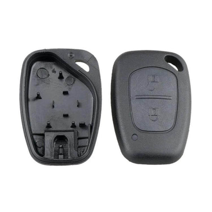 Renault 2-Button Car Key Case Replacement Shell for Vehicles - black replacement shell showing front and back with two-button layout