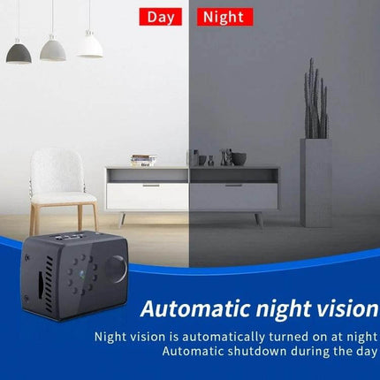 Mini HD Camcorder with Night Vision for Everyday Video Capture showing day and night automatic night vision feature