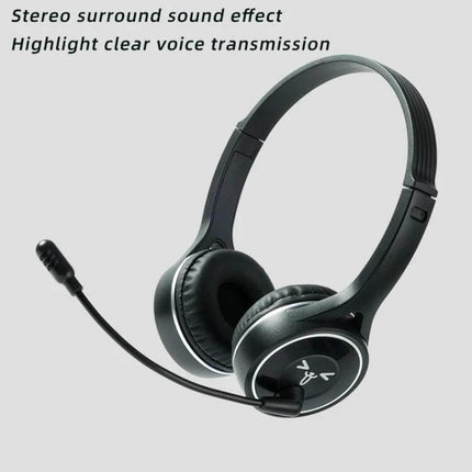 Soyto Wireless Gaming Headset With Active Noise Reduction For Calls black Bluetooth headset with boom mic, padded earcups, noise-cancelling
