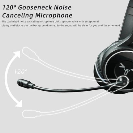 Soyto Wireless Gaming Headset With Active Noise Reduction For Calls showing 120° gooseneck noise-canceling microphone