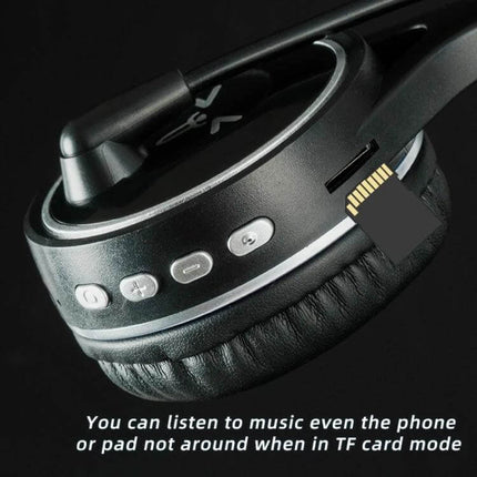Soyto Wireless Gaming Headset With Active Noise Reduction For Calls black over-ear headset with controls and TF card slot