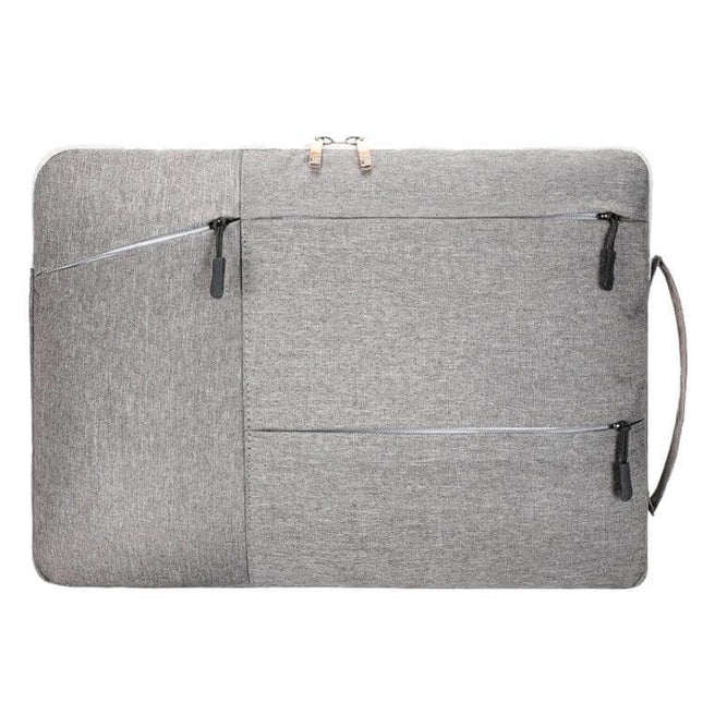 Casual Portable Laptop Handbag for 13-17 Inch Laptops in gray with fleece interior, multiple zip pockets and side handle for commuting