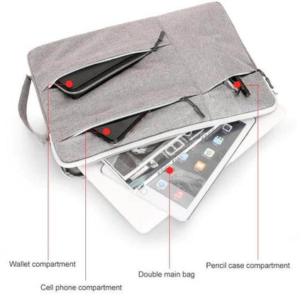 Casual Portable Laptop Handbag for 13-17 Inch Laptops with multiple pockets, fleece interior and compartments for tablet, phone, wallet and charger