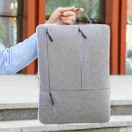Casual Portable Laptop Handbag for 13-17 Inch Laptops with grey fabric, top handle and multiple zip pockets for commuters and students