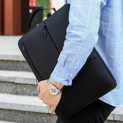 Casual Portable Laptop Handbag for 13-17 Inch Laptops – black slim commuting sleeve with fleece interior, zipper pocket for charger and documents