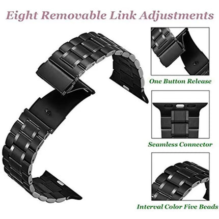 5-Bead Stainless Steel Apple Watch Band Compatible 38-45mm