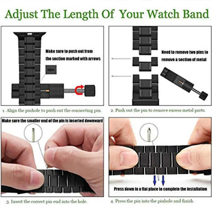 5-Bead Stainless Steel Apple Watch Band Compatible 38-45mm