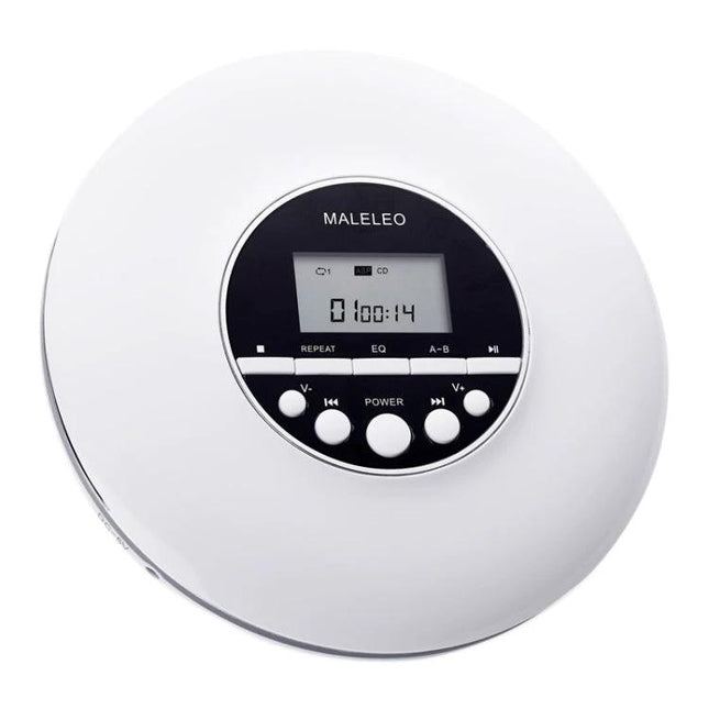 Kecag Wall-Mounted CD Player for Learning with Eye Protection white round CD player with display and control buttons for study