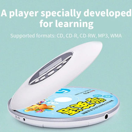 Kecag Wall-Mounted CD Player for Learning with Eye Protection white compact player shown open with educational CD