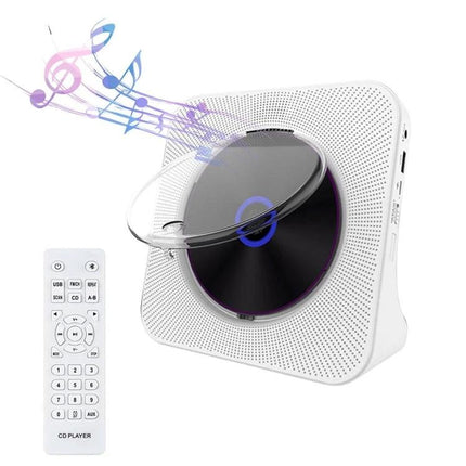 Kecag Retro Bluetooth CD Player with Rechargeable Battery white portable CD player with remote and Bluetooth music notes