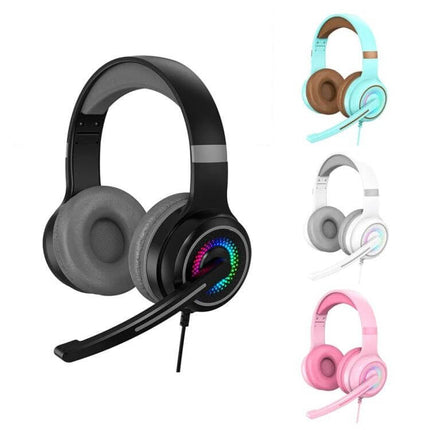 Wired Stereo Gaming Headset With Mic For PC Gaming Sessions black LED 3.5mm low-latency comfort