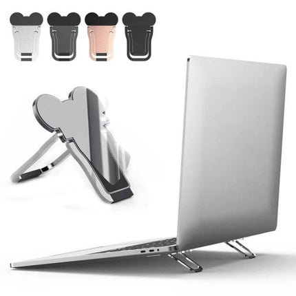 Ergonomic Foldable Laptop Stand for Comfortable Viewing in silver, portable incline stand elevating laptop to improve posture and airflow