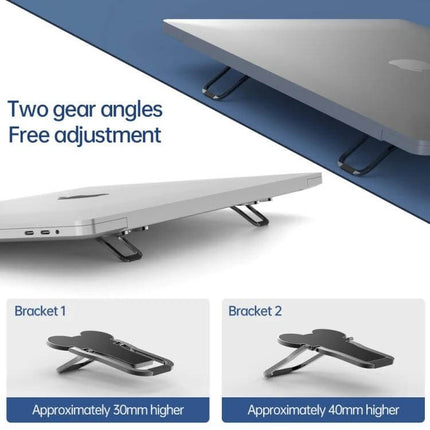 Ergonomic Foldable Laptop Stand for Comfortable Viewing - slim adjustable brackets for two angles (approx. 30mm and 40mm height)