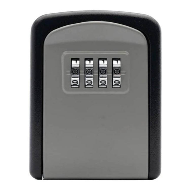 Aluminum Alloy Key Storage Box with 4-Digit Password Lock secure wall-mount key safe, durable gray aluminum alloy exterior, four-digit combination