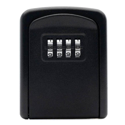 Aluminum Alloy Key Storage Box with 4-Digit Password Lock black front view showing 4-digit combination dials for secure key storage