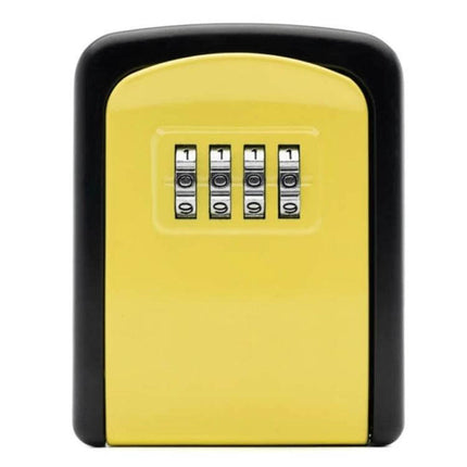 Aluminum Alloy Key Storage Box with 4-Digit Password Lock yellow front view showing 4-digit combination dials