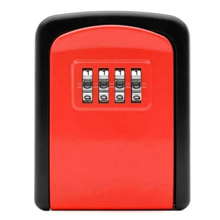 Aluminum Alloy Key Storage Box with 4-Digit Password Lock in red and black, durable aluminum alloy key safe for spare keys and small items