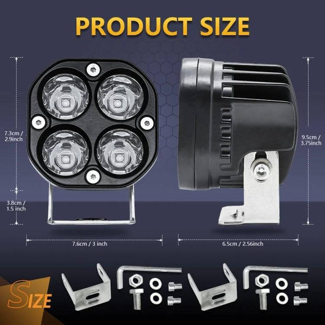 Car LED Spotlight 3-Inch 20W White Light for Off-Road Vehicles - compact 3-inch 20W 4x10W CREE LEDs, die-cast IP67 aluminum housing, rear/off-road spotlight
