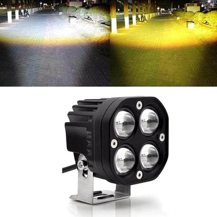 Car 3 Inch Two Color Spotlight For Driving Illumination - compact 4-LED auxiliary driving spotlight with dual-color beams and adjustable mount