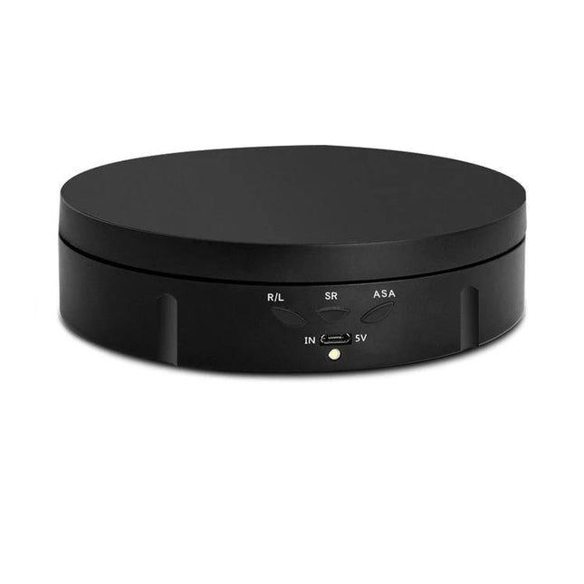 USB Electric Rotating Turntable for Product Displays - compact black 5V USB rotating display turntable for jewelry and collectibles photography