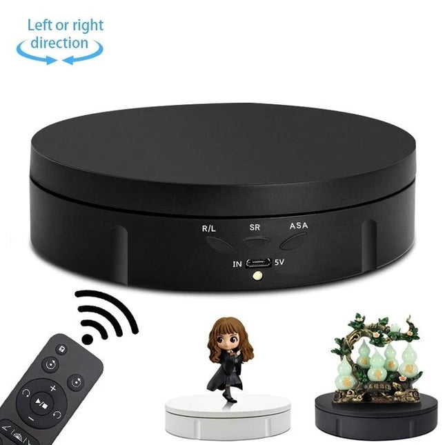 USB Electric Rotating Turntable for Product Displays — black 5V USB rotating display platform for jewelry, collectibles, photography