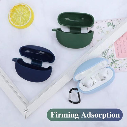 Protective Silicone Cover for OPPO Earphones in Daily Life - navy, green, and light blue cases protecting earphones with charging port access