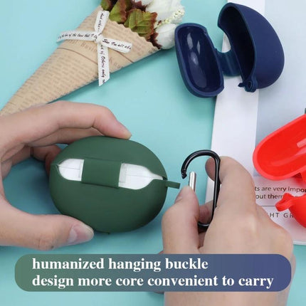 Protective Silicone Cover for OPPO Earphones in Daily Life - green case with hanging buckle protecting charging port