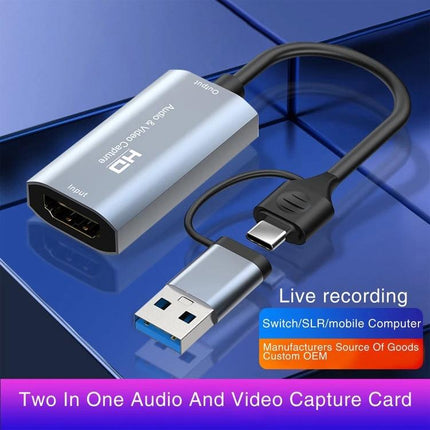 HDMI to USB-C Video Capture Device for Screen Recording compact aluminum HDMI-to-USB-C capture for live streaming and gaming