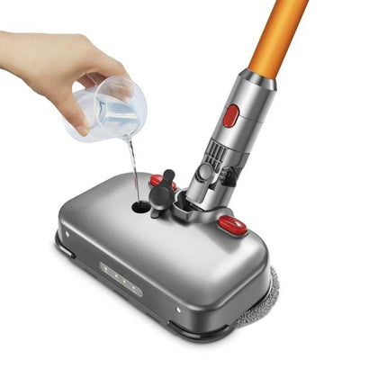 D2 Wet and Dry Mopping Head with Tank for Dyson Vacuums showing water being poured into the built-in tank for wet or dry mopping
