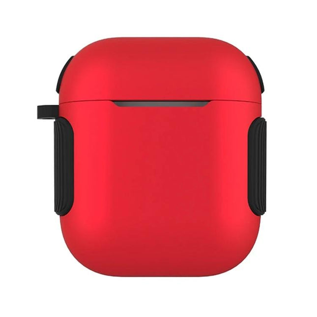 Protective Case for AirPods in Daily Listening Sessions - red matte case with black grip panels and drop protection