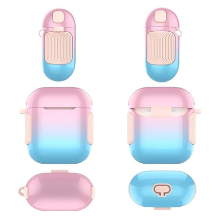 Protective Case for Everyday AirPods Use and Travel - pink blue gradient case with reinforced corners shown from multiple angles